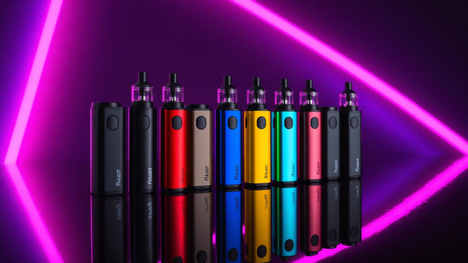 Best Raz Vapes Shop 2026 — EB Vapes Lineup of colorful Raz-style disposable vape devices with neon pink and purple backlight for EB Vapes best Raz vapes shop guide